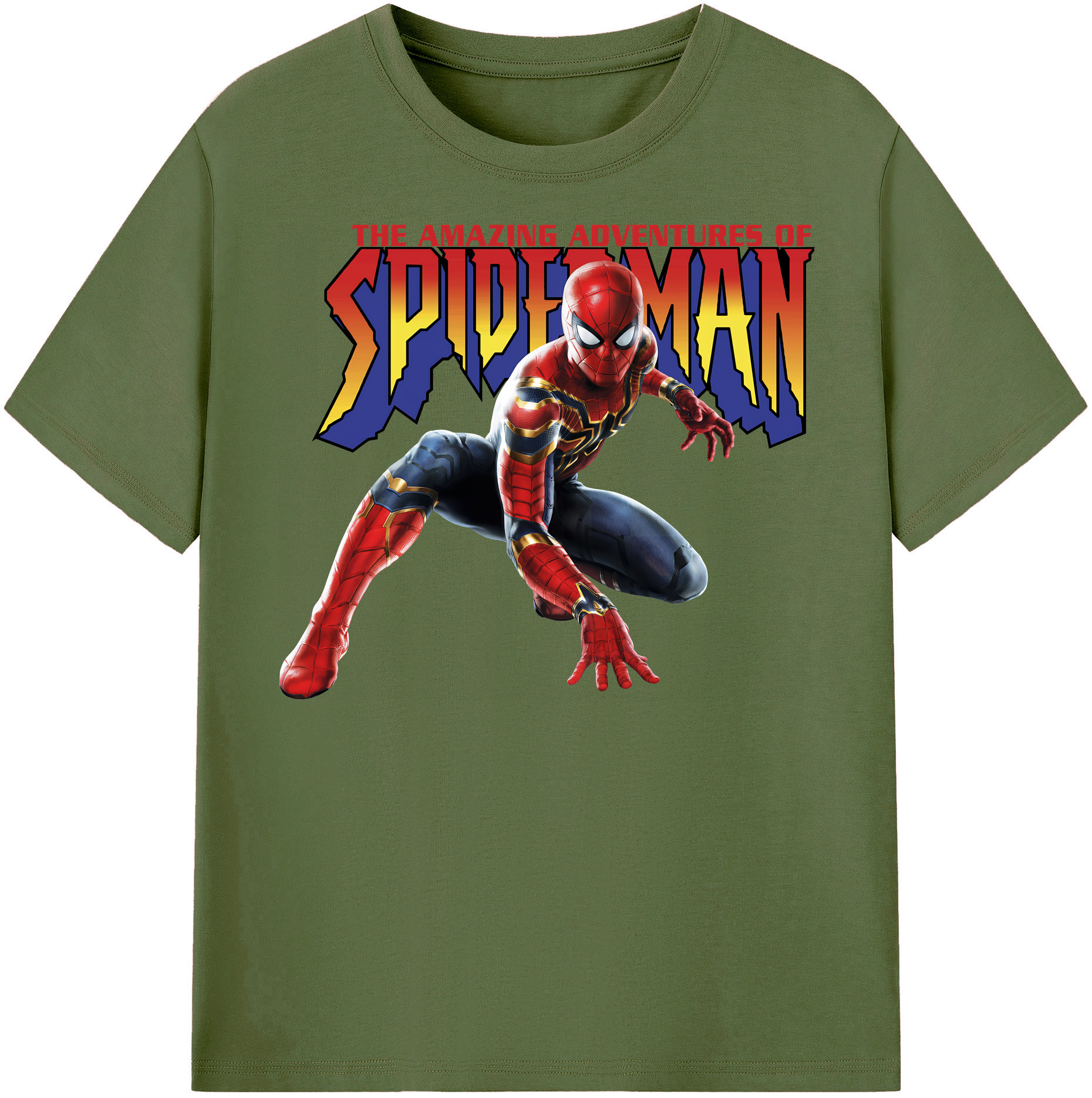 Spider Man スパイダーマン 綿100％半袖Tシャツ（フロントプリント）